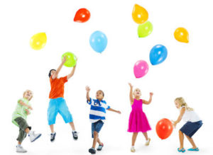 Happy Multi-Ethnic Children Playing With Balloons