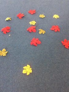These little leaves were used in a warm up game! See explanation below.